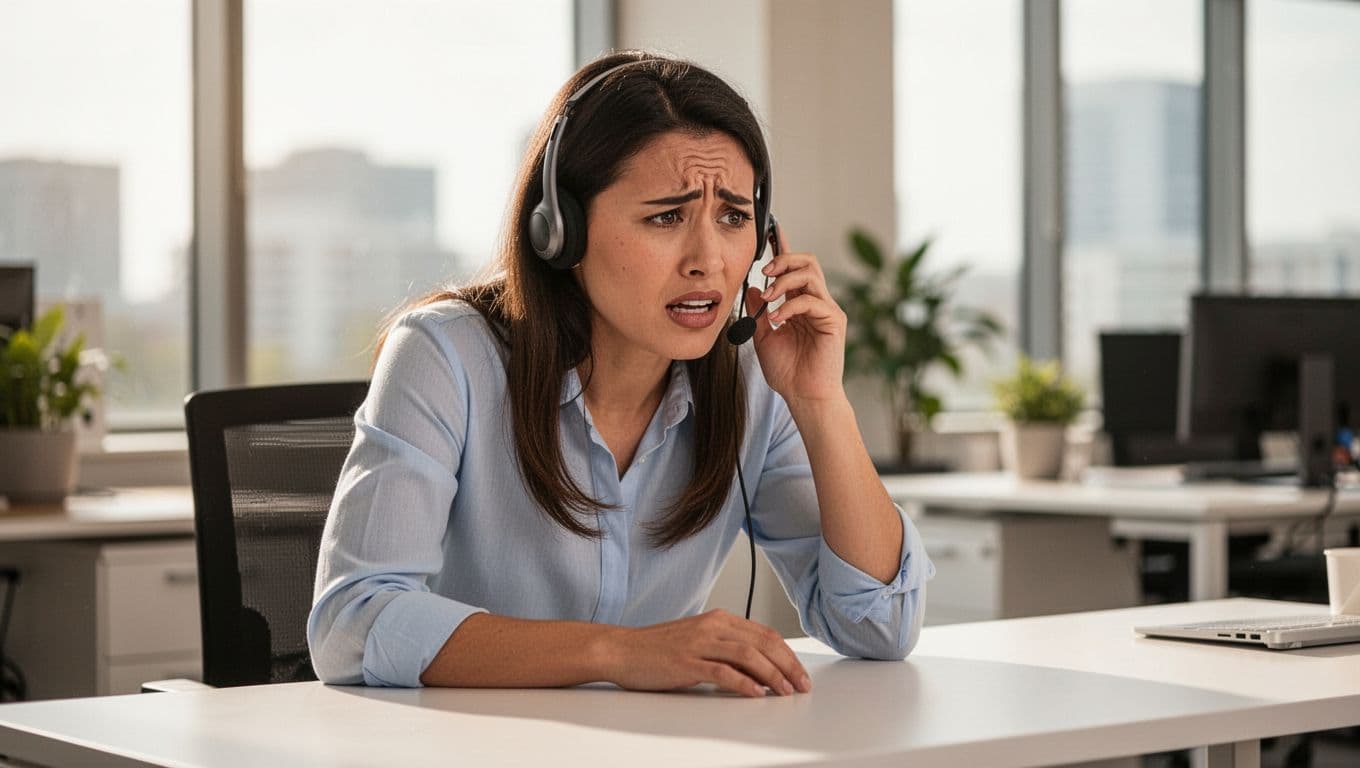 Customer service representative listening empathetically on a phone call