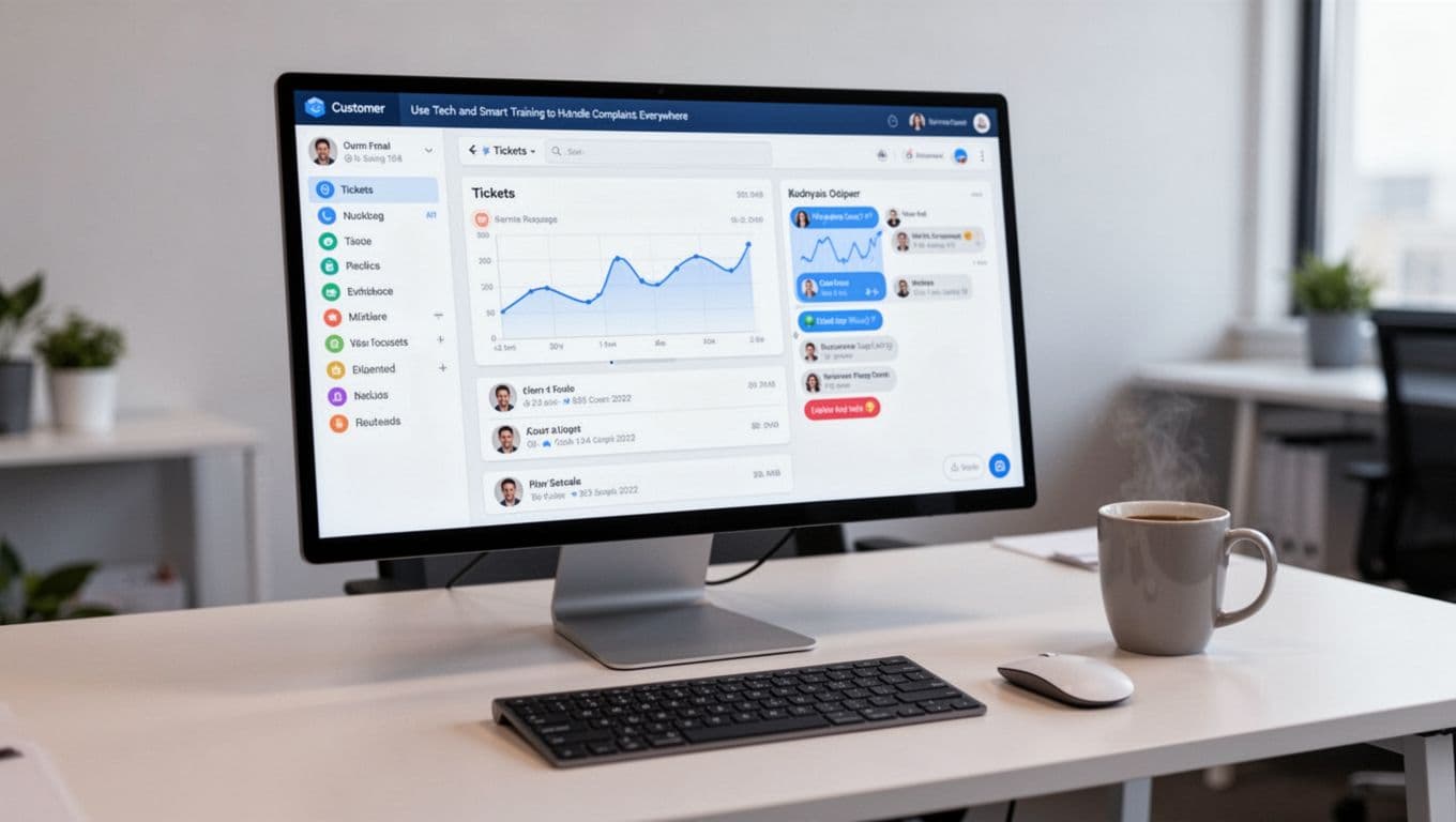Support dashboard showing complaint tickets and trends